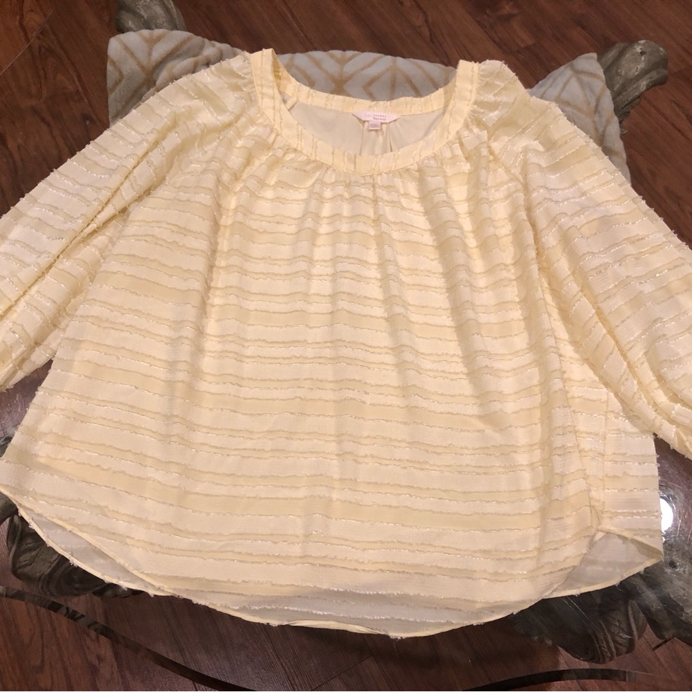 LC Lauren Conrad Yellow Fringe Stripe Peasant Blouse